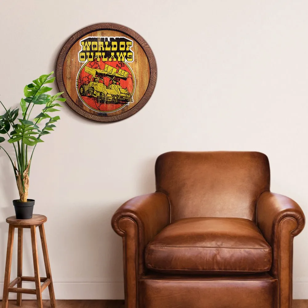 World of Outlaws: Throwback Weathered "Faux" Barrel Top Sign