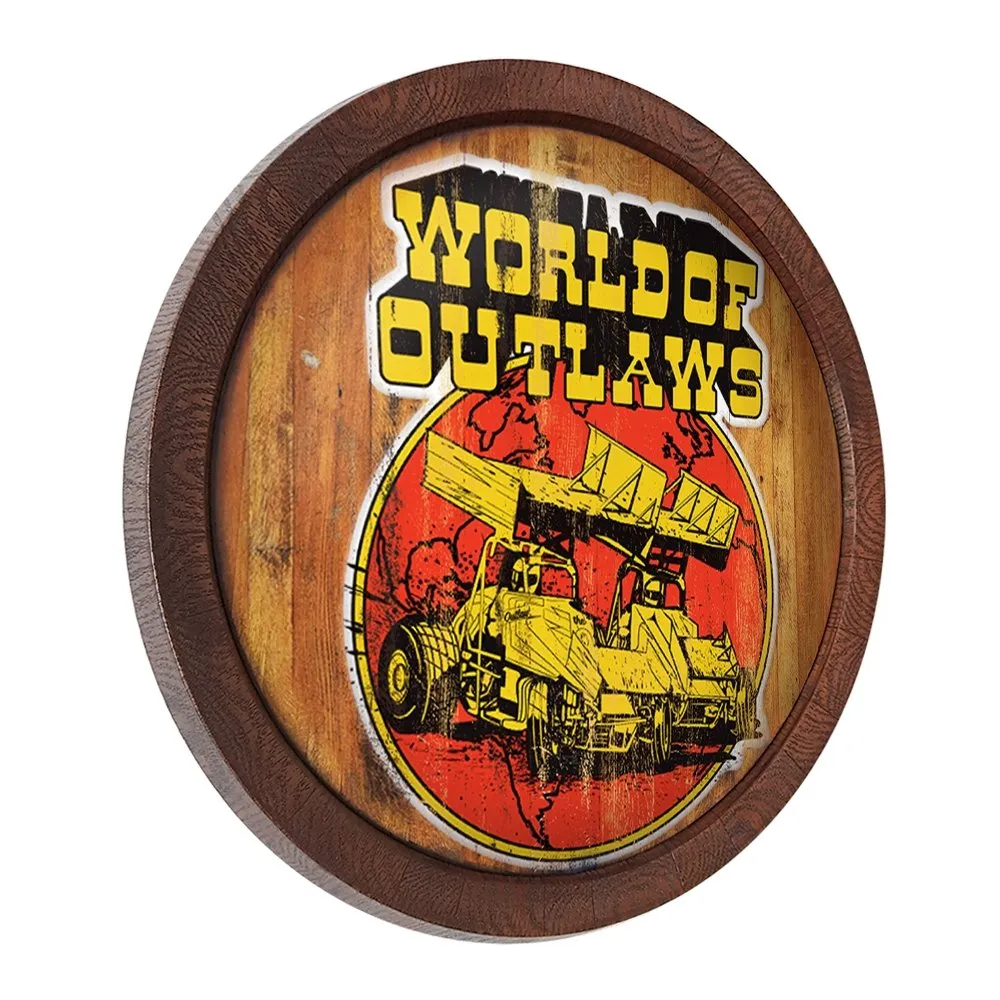 World of Outlaws: Throwback Weathered "Faux" Barrel Top Sign