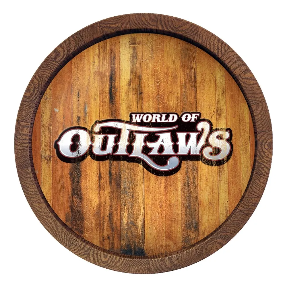 World of Outlaws: Weathered "Faux" Barrel Top Sign