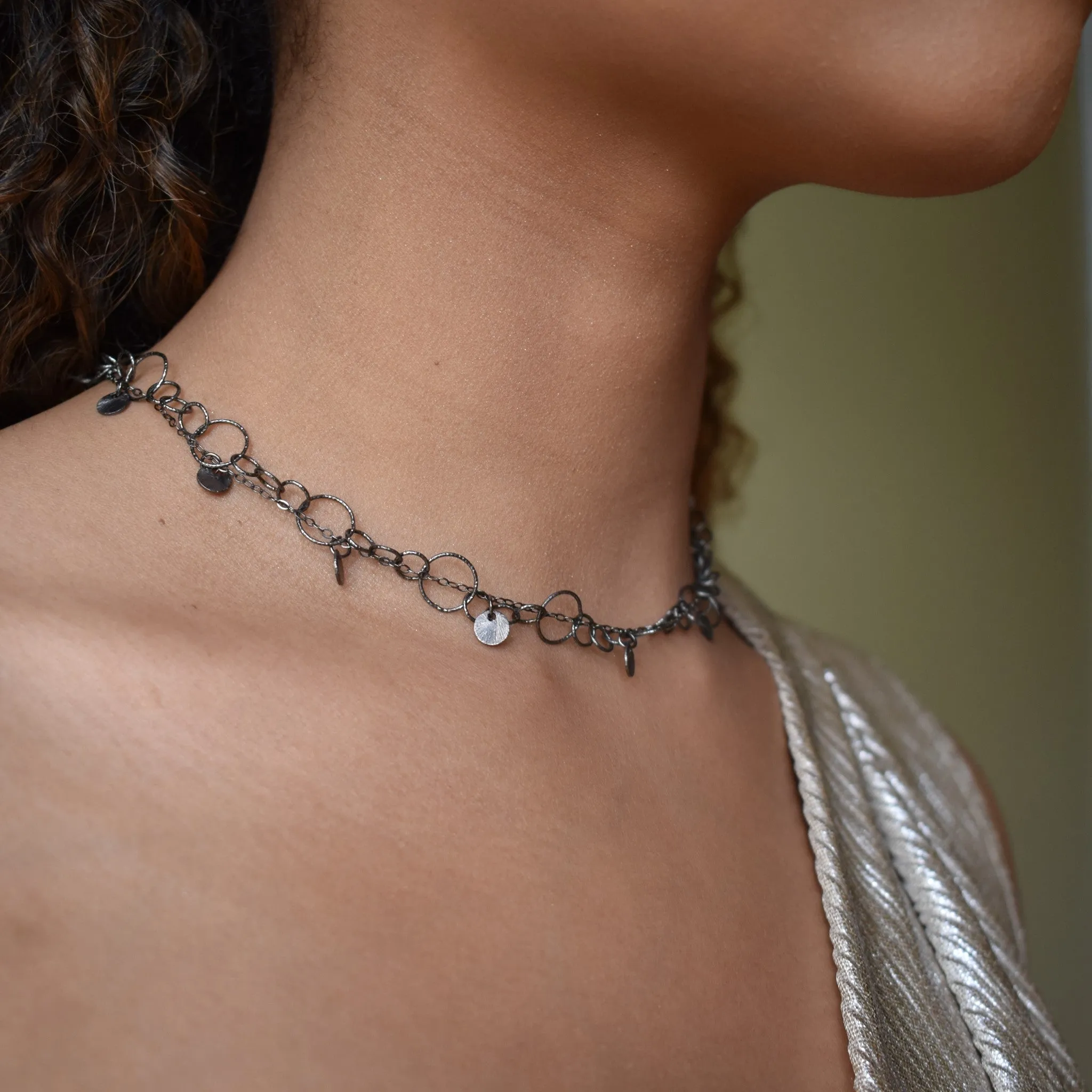 Woven Oxidized Silver Bracelet/Necklace