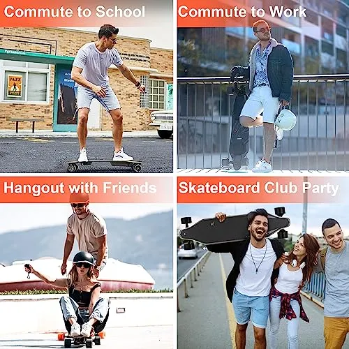 WOWGO Electric Skateboard with Top Speed 29MPH Dual 550W Motors E Longboard for Beginners Adults Commute Trip, 90mm Wheels Skateboards with 14.3 Miles Long Range Max Load 330 LBS-2S MAX