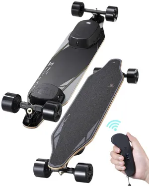 WOWGO Electric Skateboard with Top Speed 29MPH Dual 550W Motors E Longboard for Beginners Adults Commute Trip, 90mm Wheels Skateboards with 14.3 Miles Long Range Max Load 330 LBS-2S MAX