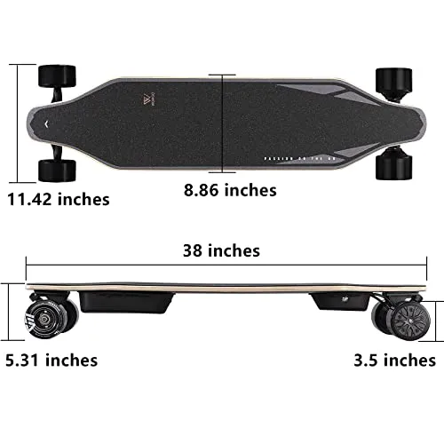 WOWGO Electric Skateboard with Top Speed 29MPH Dual 550W Motors E Longboard for Beginners Adults Commute Trip, 90mm Wheels Skateboards with 14.3 Miles Long Range Max Load 330 LBS-2S MAX