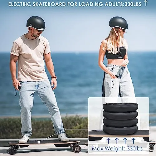 WOWGO Electric Skateboards Longboard with Top Speed 29MPH Dual 550W Motors for Adults Beginners Max Load 330LB, 105mm Honeycomb Wheels E Skate Board with 14.3Mile Long Range for Commute -2S MAX
