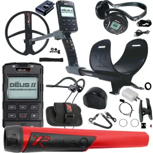 XP DEUS II Fast Multi Frequency Metal Detector with 11" FMF Search Coil, MI-6 Pinpointer, and BH-01 Bone Conduction Headphones